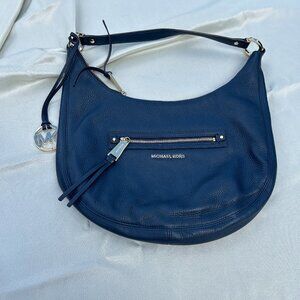 Michael Kors Blue Pebbled Leather Hobo Shoulder Bag